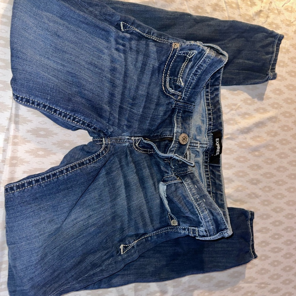 Express Blue Boyfriend Jeans Relaxed Fit
